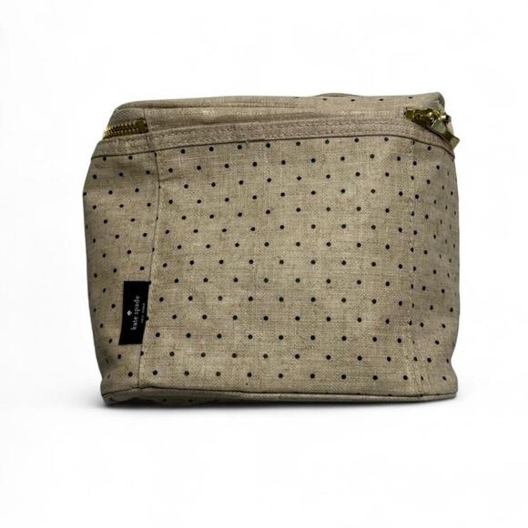 Kate Spade New York Handbags - Kate Spade black + cream polka dot lunch bag coquette lunch box work office girl